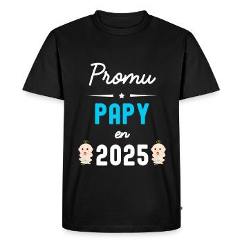 Promu papy en 2025 - T-shirt Premium bio Homme - noir - Devant - Nico (187cm)