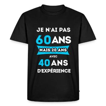 je n ai pas 60 ans mais 20 ans homme - T-shirt Premium bio Homme - noir - Devant - Nico (187cm)