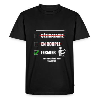 fermier célibataire en couple - T-shirt Premium bio Homme - noir - Devant - Nico (187cm)