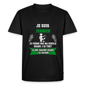 fermier je ferme pas ma gueule - T-shirt Premium bio Homme - noir - Devant - Nico (187cm)