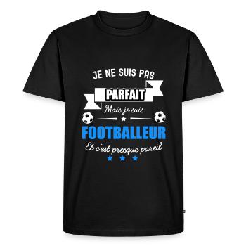 pas parfait mais footballeur - T-shirt Premium bio Homme - noir - Devant - Nico (187cm)