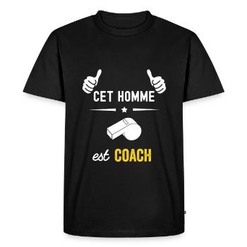 cet homme est COACH - T-shirt Premium bio Homme - noir - Devant - Nico (187cm)