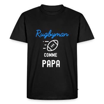 RUGBYMAN comme papa - T-shirt Premium bio Homme - noir - Devant - Nico (187cm)