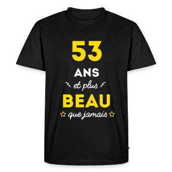 53 ans plus beau que jamais age - T-shirt Premium bio Homme - noir - Devant - Nico (187cm)
