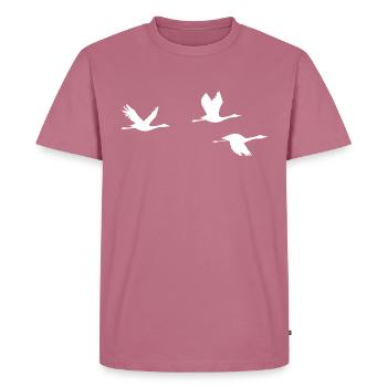 Oies volantes oies oiseaux migrateurs Cadeau de Graugan - T-shirt Premium bio Homme - mauve - Devant - Nico (187cm)