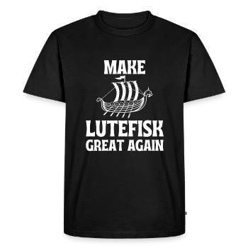 Make Lutefisk Great Again Humorous Stinky Fish - T-shirt Premium bio Homme - noir - Devant - Nico (187cm)