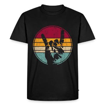 Pommesgabel Métal Main Hand Signal Rétro - T-shirt Premium bio Homme - noir - Devant - Nico (187cm)