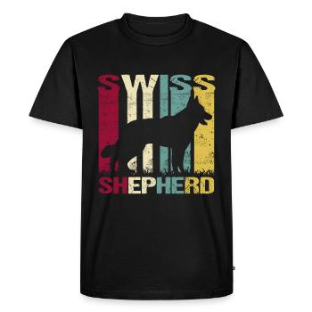 Blanc Blanc Berger Suisse Rétro - T-shirt Premium bio Homme - noir - Devant - Nico (187cm)