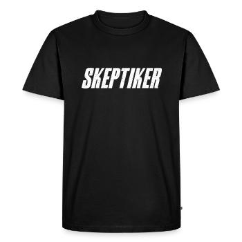 Skeptic Statement Design Gift Idea - Men's Premium Organic T-Shirt - black - Front - Nico (187cm)
