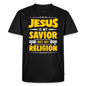 Jésus - T-shirt Premium bio Homme - noir - Devant - Nico (187cm)