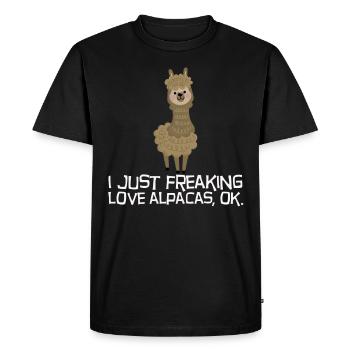 Alpaca Lama Gift Idea Fluffy Shaggy - Men's Premium Organic T-Shirt - black - Front - Nico (187cm)