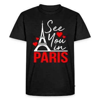 Paris - T-shirt Premium bio Homme - noir - Devant - Nico (187cm)