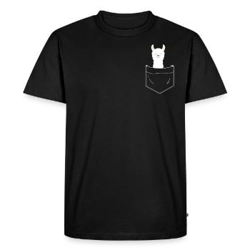 Llama Alpaka Gift Idea Fluffy Shaggy - Men's Premium Organic T-Shirt - black - Front - Nico (187cm)