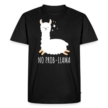 Llama Alpaka Gift Idea Fluffy Shaggy - Men's Premium Organic T-Shirt - black - Front - Nico (187cm)