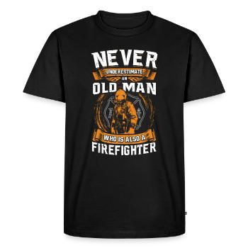 Pompier pompier - T-shirt Premium bio Homme - noir - Devant - Nico (187cm)