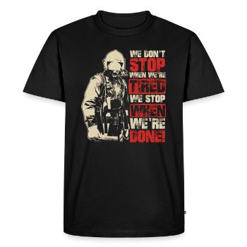 Pompier pompier - T-shirt Premium bio Homme - noir - Devant - Nico (187cm)