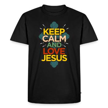 Jésus - T-shirt Premium bio Homme - noir - Devant - Nico (187cm)