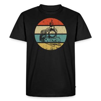 Train trains modèle ferroviaire chemin de fer cadeau - T-shirt Premium bio Homme - noir - Devant - Nico (187cm)