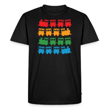 Train trains modèle ferroviaire chemin de fer cadeau - T-shirt Premium bio Homme - noir - Devant - Nico (187cm)