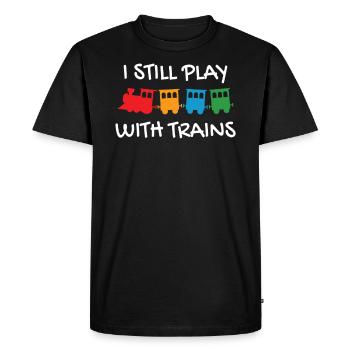 Train trains modèle ferroviaire chemin de fer cadeau - T-shirt Premium bio Homme - noir - Devant - Nico (187cm)