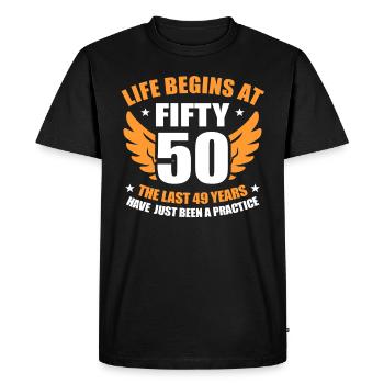 50e anniversaire - T-shirt Premium bio Homme - noir - Devant - Nico (187cm)