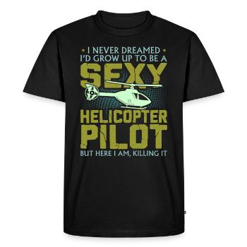 Helikopter Flugzeug Zeppelin Luftballon Geschenk - Männer Premium Bio T-Shirt - Schwarz - Vorne - Nico (187cm)