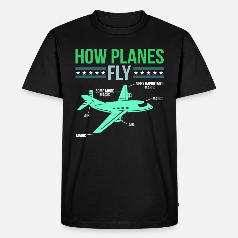 Flugzeug - Männer Premium Bio T-Shirt - Schwarz