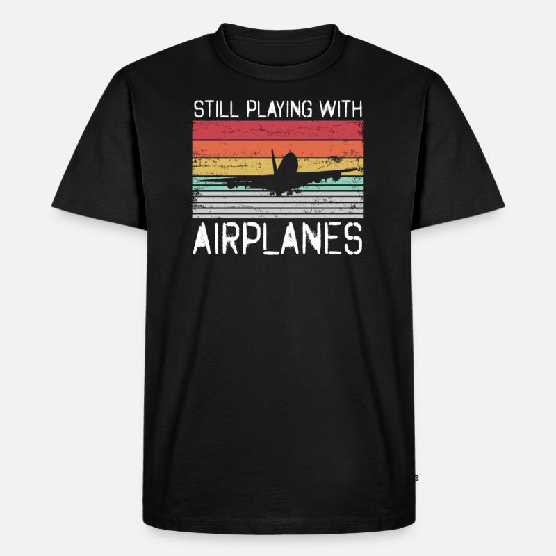 Flugzeug - Männer Premium Bio T-Shirt - Schwarz