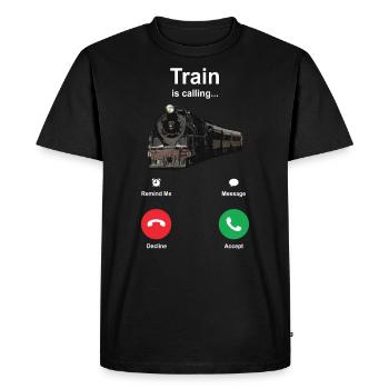 train - Men's Premium Organic T-Shirt - black - Front - Nico (187cm)