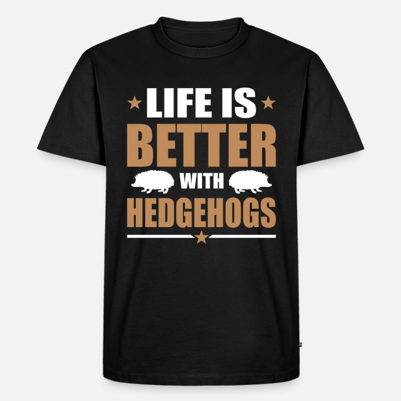 Igel - Männer Premium Bio T-Shirt - Schwarz