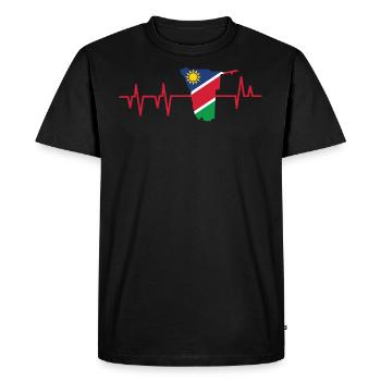 Idée cadeau chemise Namibie Afrique - T-shirt Premium bio Homme - noir - Devant - Nico (187cm)