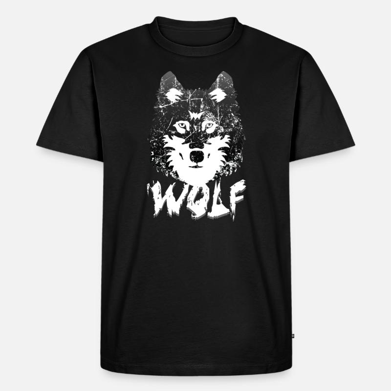 Wolf - Männer Premium Bio T-Shirt - Schwarz