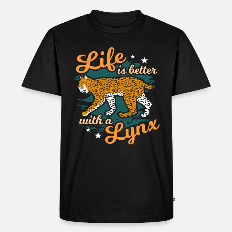 Luchs - Männer Premium Bio T-Shirt - Schwarz