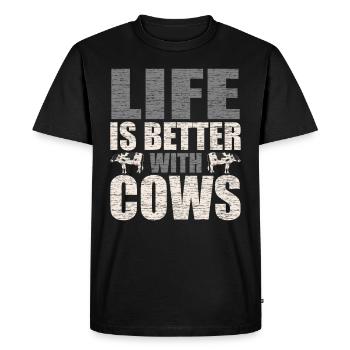 Idée cadeau vache amant vache fermier - T-shirt Premium bio Homme - noir - Devant - Nico (187cm)