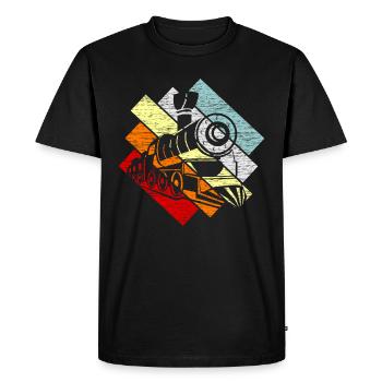 Train trains modèle ferroviaire cadeau de chemin de fer - T-shirt Premium bio Homme - noir - Devant - Nico (187cm)