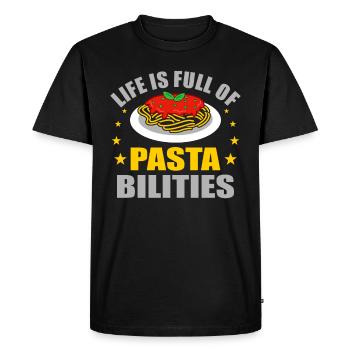 Pasta - Men's Premium Organic T-Shirt - black - Front - Nico (187cm)