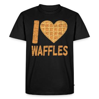 Idée cadeau de nourriture préférée pour le petit-déjeuner gaufré - T-shirt Premium bio Homme - noir - Devant - Nico (187cm)