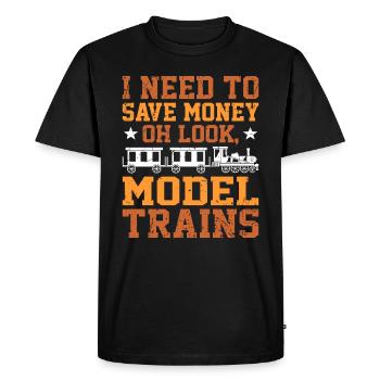 Train trains model railway railway gift - Men's Premium Organic T-Shirt - black - Front - Nico (187cm)