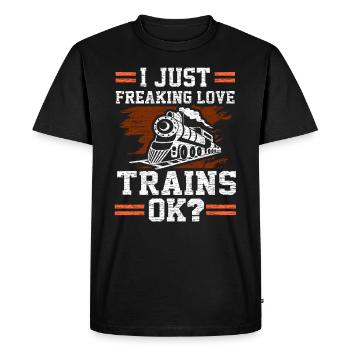 Train trains model railway railway gift - Men's Premium Organic T-Shirt - black - Front - Nico (187cm)