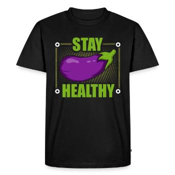 Aubergine - T-shirt Premium bio Homme - noir - Devant - Nico (187cm)