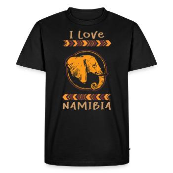 Idée cadeau chemise Namibie Afrique - T-shirt Premium bio Homme - noir - Devant - Nico (187cm)