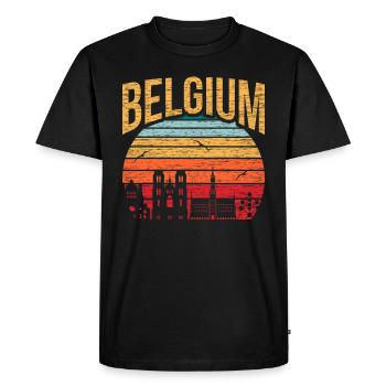 Belgium Europe Gift Idea - Men's Premium Organic T-Shirt - black - Front - Nico (187cm)