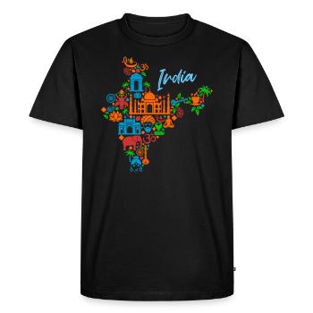 Inde Voyage Asie Idée cadeau - T-shirt Premium bio Homme - noir - Devant - Nico (187cm)