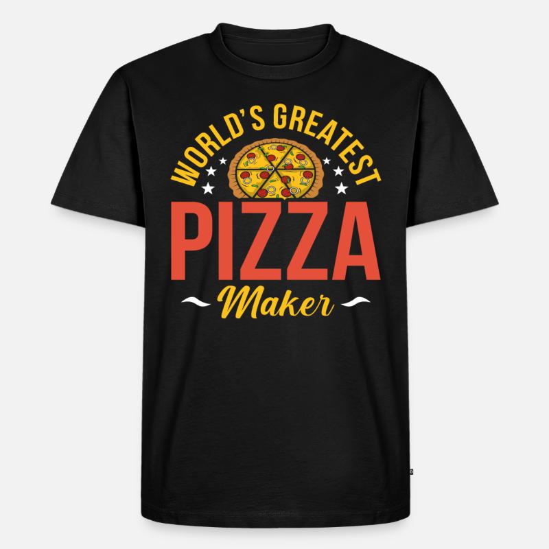 Pizza - Männer Premium Bio T-Shirt - Schwarz
