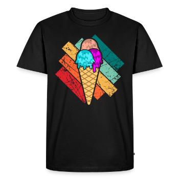Crème glacée - T-shirt Premium bio Homme - noir - Devant - Nico (187cm)