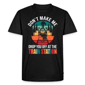 train - Men's Premium Organic T-Shirt - black - Front - Nico (187cm)