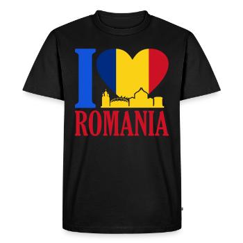 Roumanie - T-shirt Premium bio Homme - noir - Devant - Nico (187cm)