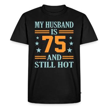 75th birthday - Men's Premium Organic T-Shirt - black - Front - Nico (187cm)