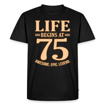 75th birthday - Men's Premium Organic T-Shirt - black - Front - Nico (187cm)