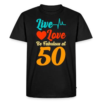 50e anniversaire - T-shirt Premium bio Homme - noir - Devant - Nico (187cm)